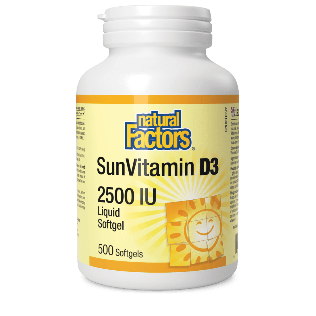 Natural Factors SunVitamin D3 Softgels 2500 IU 500 Softgels 