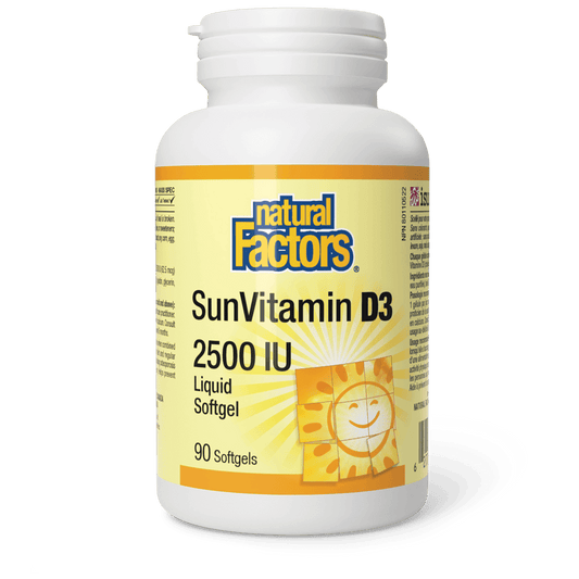 Natural Factors SunVitamin D3 Softgels 2500 IU 90 Softgels - Wellness Supplement