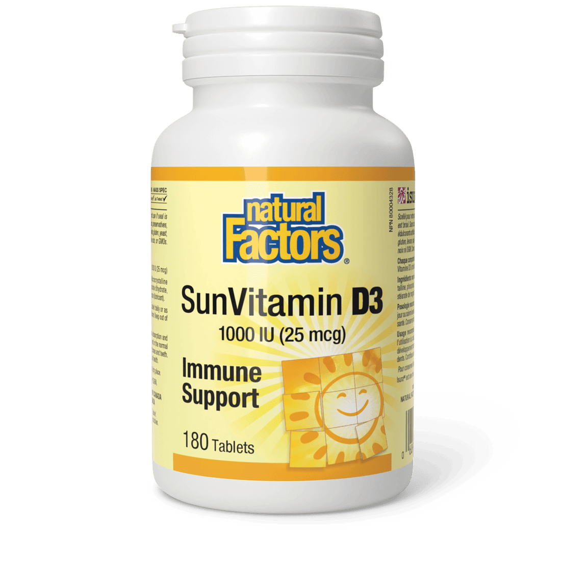 Natural Factors SunVitamin D3 Tablets 1000 IU 180 Tablets 