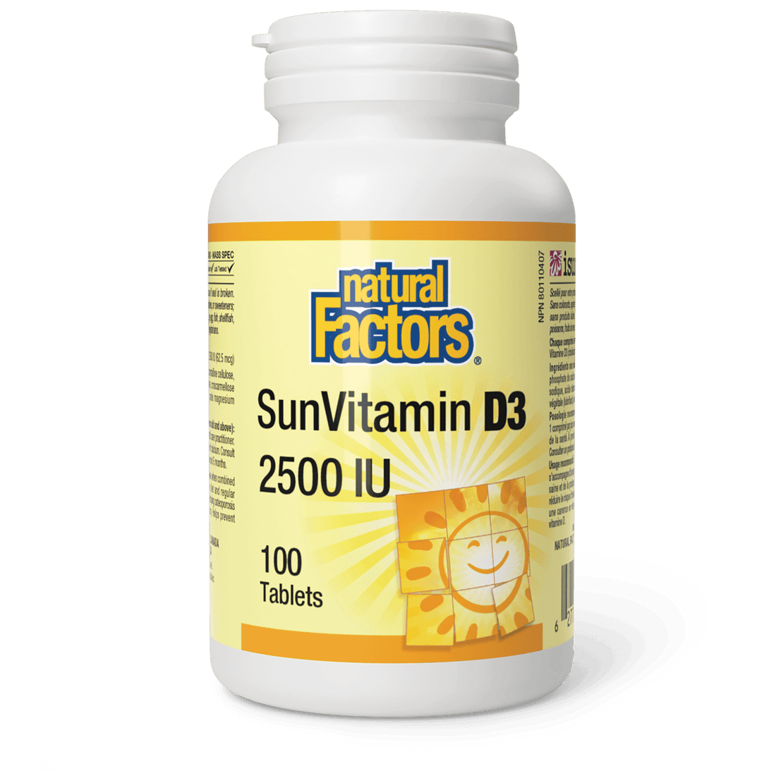 Natural Factors SunVitamin Tablets 2500 IU 100 Tablets - Wellness Supplement