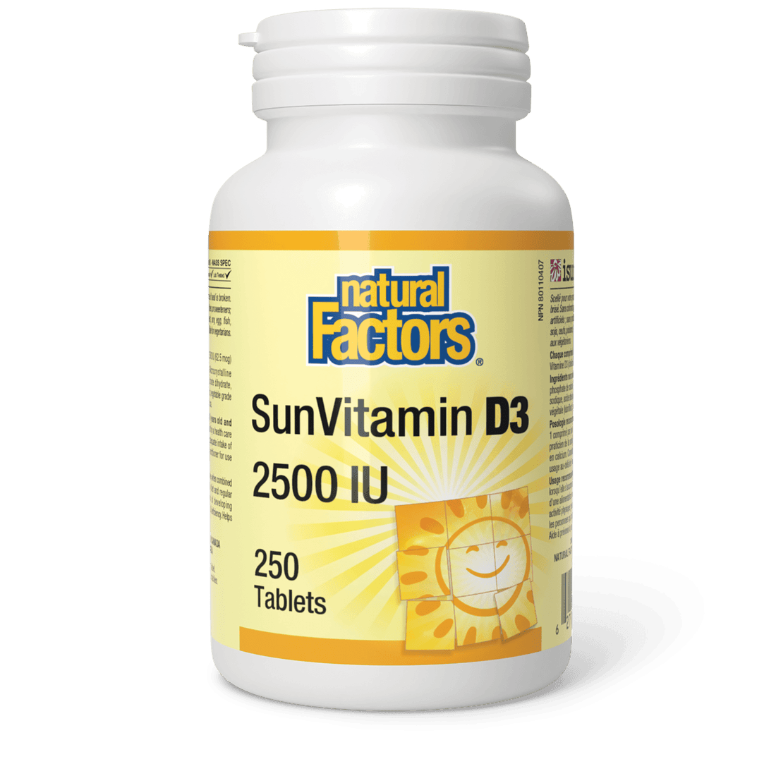 Natural Factors SunVitamin Tablets 2500 IU 250 Tablets - Wellness Supplement