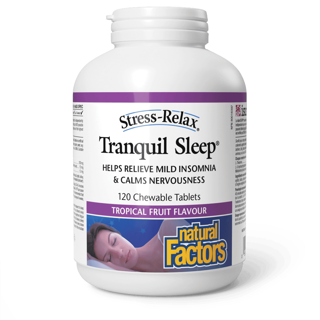 Natural Factors Tranquil Sleep Tropical Fruit Stress-Relax 120 Chewables 