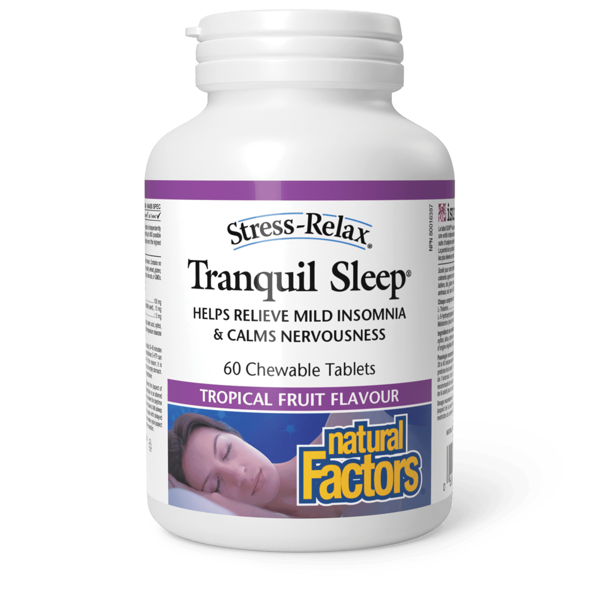 Natural Factors Tranquil Sleep Tropical Fruit Stress-Relax 60 Chewables 