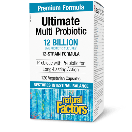 Natural Factors Ultimate Multi Probiotic 12 Billion Live Probiotic Cultures 120 Veg Capsules 