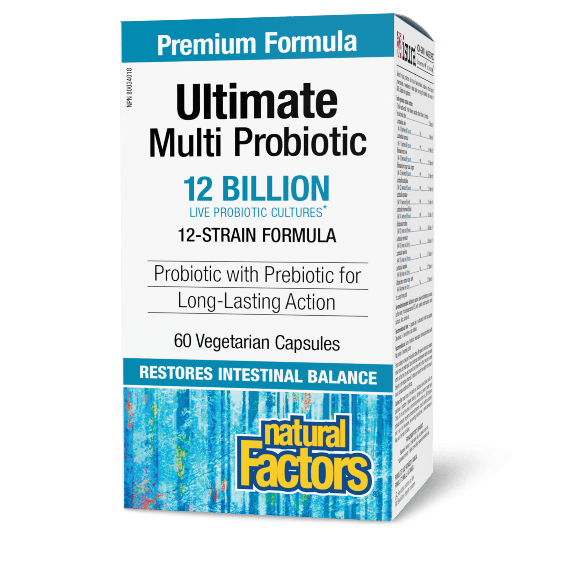 Natural Factors Ultimate Multi Probiotic 12 Billion Live Probiotic Cultures 60 Veg Capsules 
