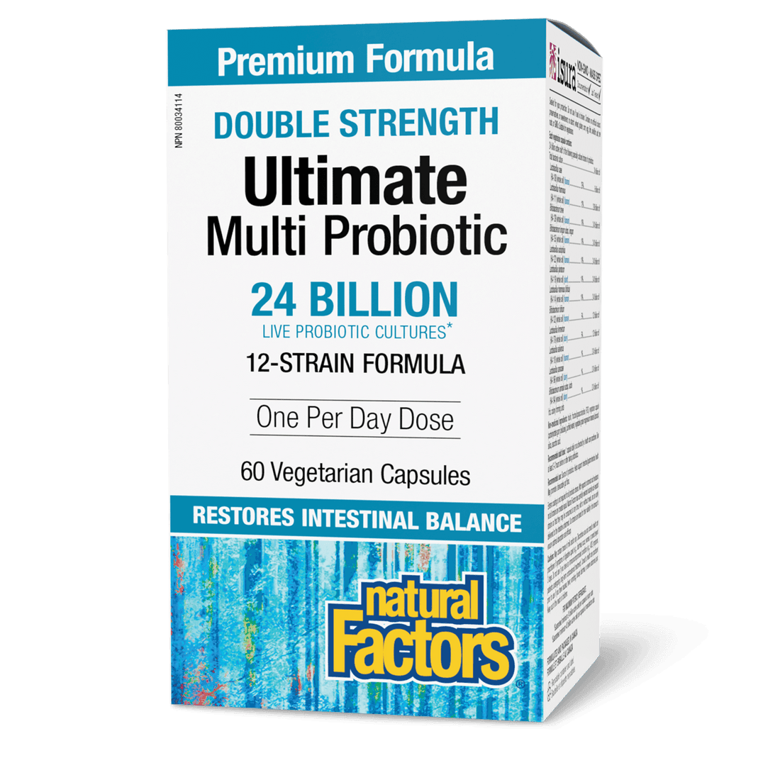 Natural Factors Ultimate Multi Probiotic Double Strength 24 Billion Live Probiotic Cultures 60 Veg Capsules 