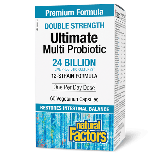 Natural Factors Ultimate Multi Probiotic Double Strength 24 Billion Live Probiotic Cultures 60 Veg Capsules 
