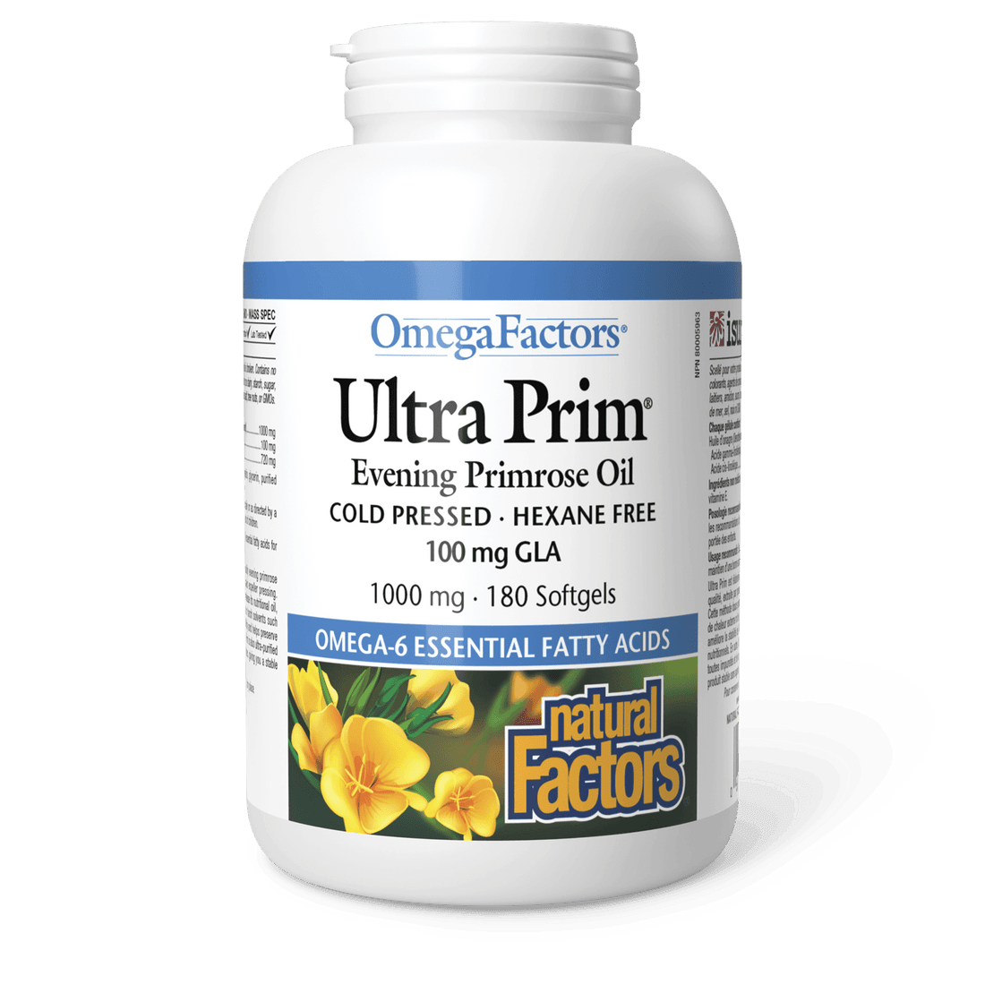 Natural Factors Ultra Prim Evening Primrose Oil 1000 mg OmegaFactors 180 Softgels 