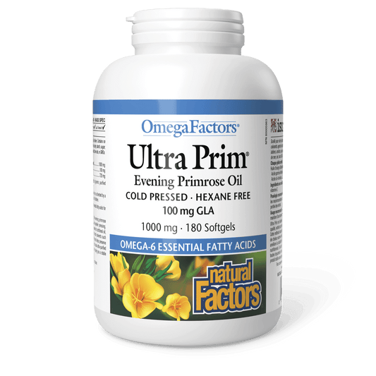 Natural Factors Ultra Prim Evening Primrose Oil 1000 mg OmegaFactors 180 Softgels 
