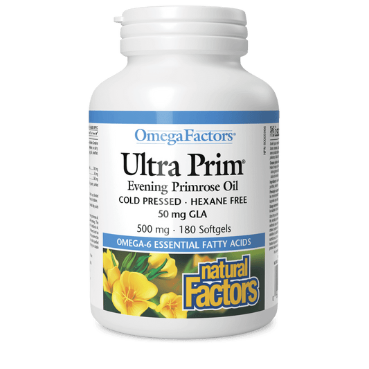 Natural Factors Ultra Prim Evening Primrose Oil 500 mg OmegaFactors 180 Softgels - Wellness Supplement