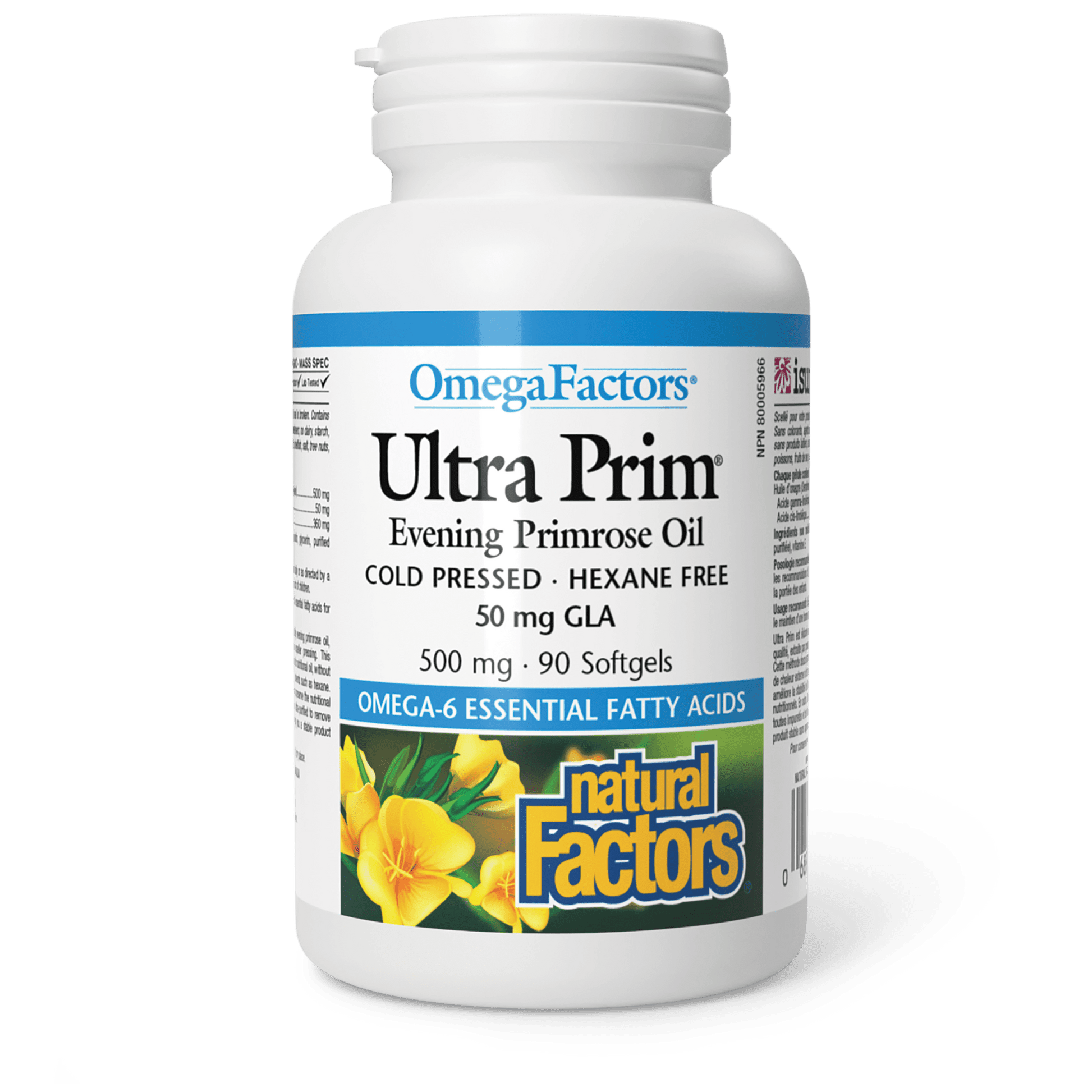 Natural Factors Ultra Prim Evening Primrose Oil 500 mg OmegaFactors 90 Softgels - Wellness Supplement
