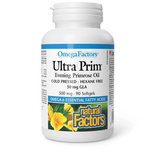 Natural Factors Ultra Prim Evening Primrose Oil 500 mg OmegaFactors 90 Softgels - Wellness Supplement