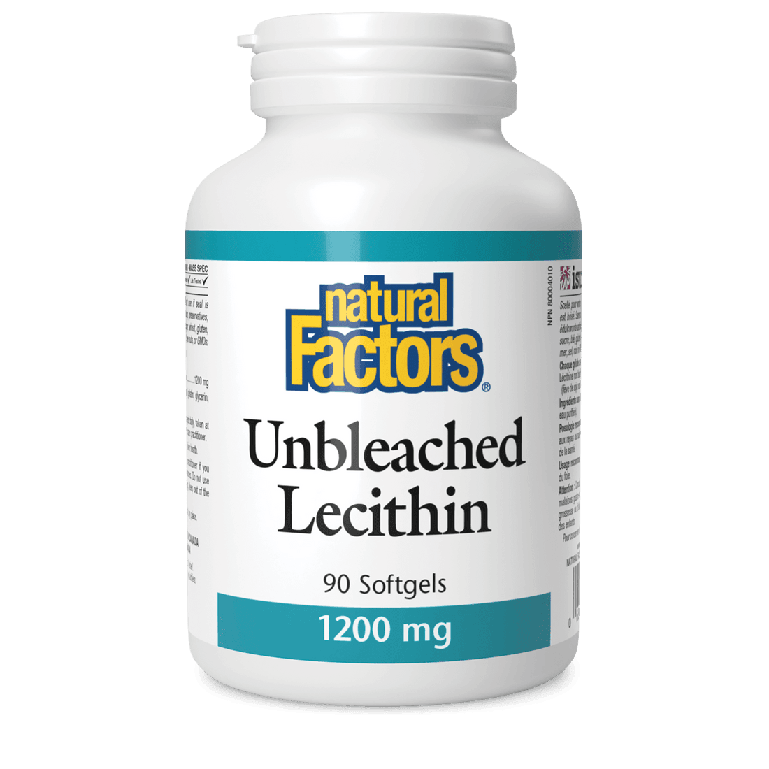 Natural Factors Unbleached Lecithin 1200 mg 90 Softgels - Wellness Supplement