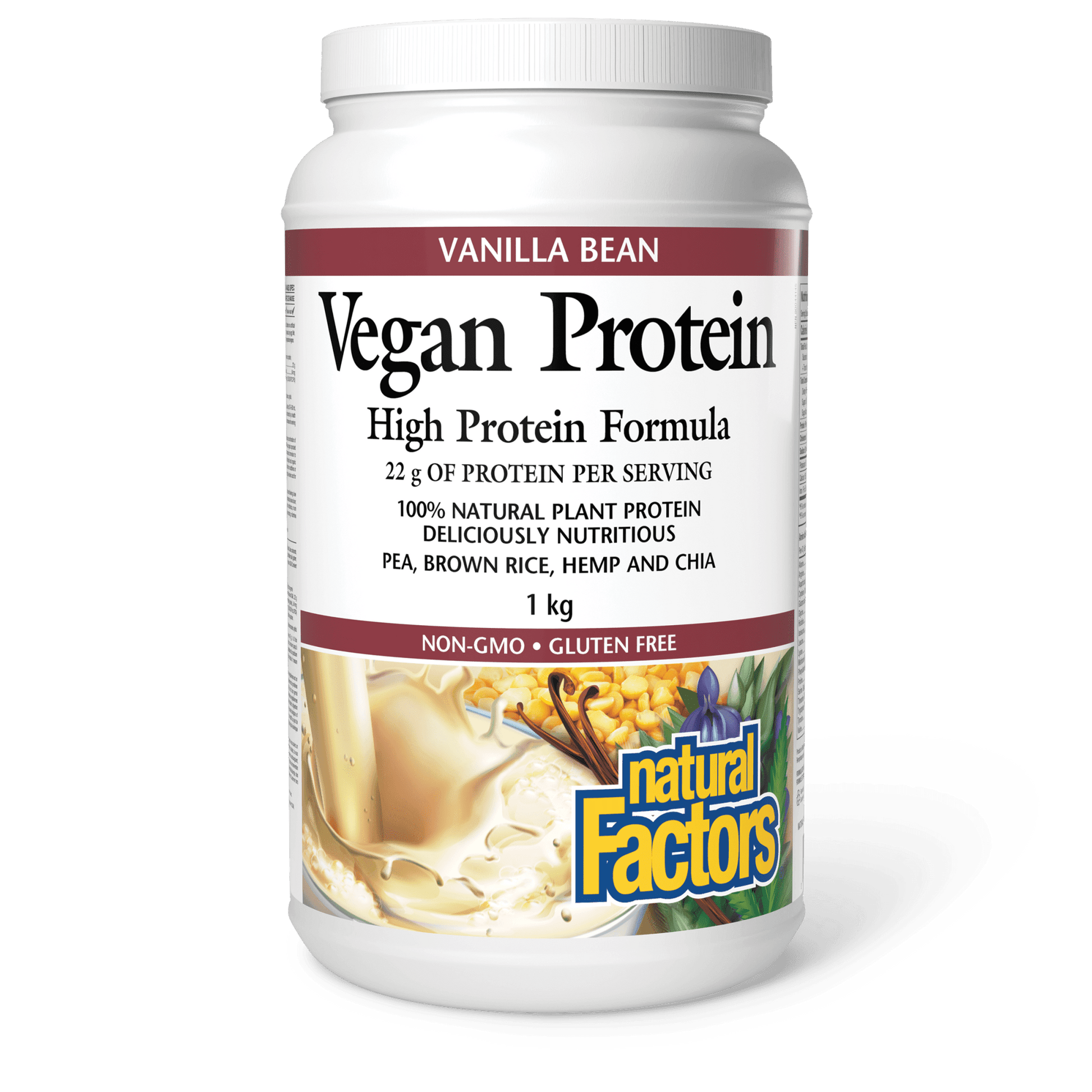 Natural Factors Vegan Protein High Protein Formula Vanilla Bean 1kg
