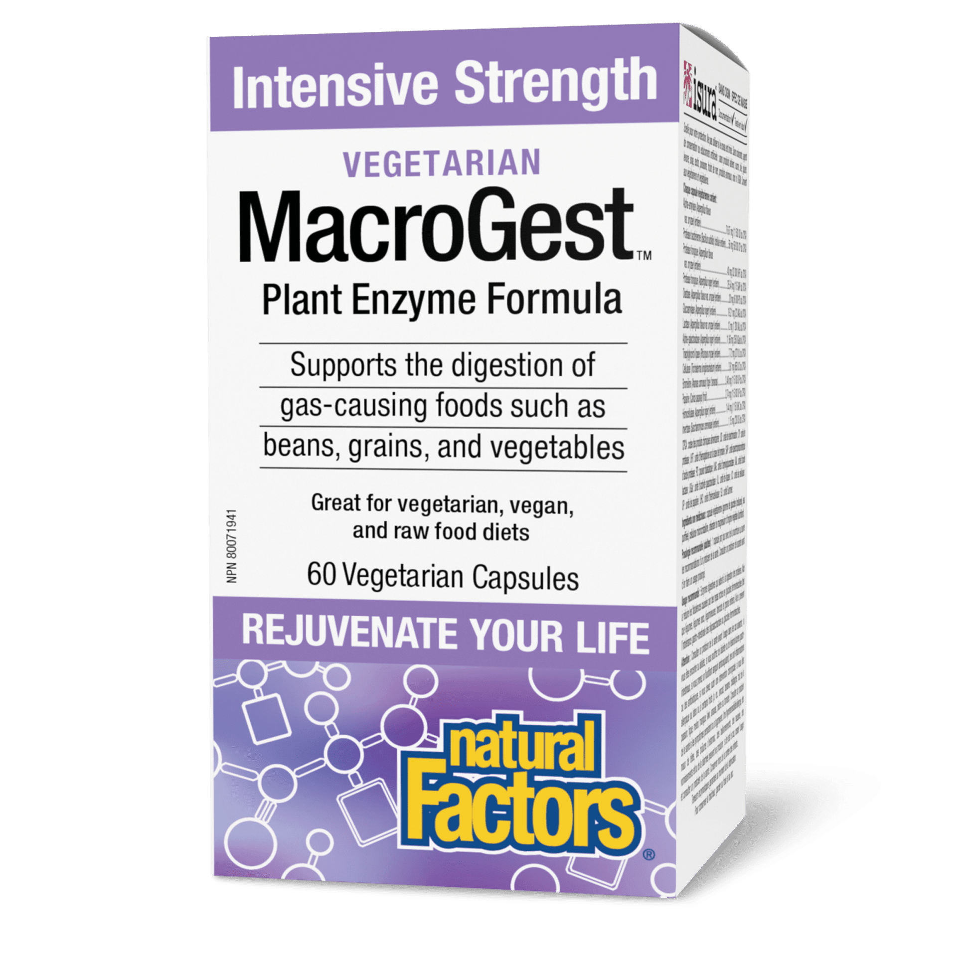 Natural Factors Vegetarian MacroGest Intensive Strength Plant Enzyme Formula 60 Veg Capsules - Wellness Supplement