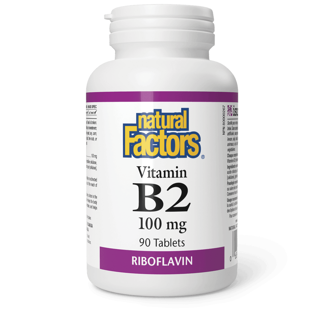 Natural Factors Vitamin B2 100 mg 90 Tablets 