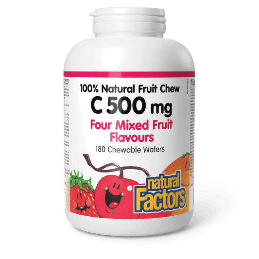 Natural Factors Vitamin C 500 mg Four Mixed Fruit 180 Chewable Wafers - Wellness Supplement