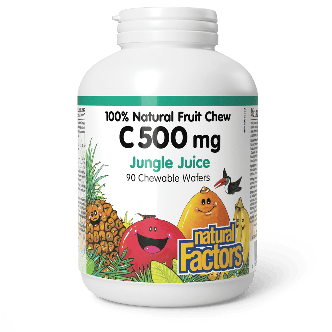 Natural Factors Vitamin C 500 mg Jungle Juice 90 Chewable Wafers - Wellness Supplement