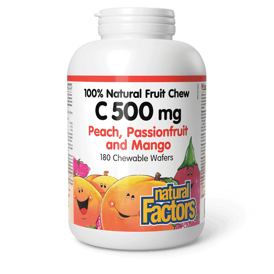 Natural Factors Vitamin C 500 mg Peach, Passionfruit and Mango 180 Chewable Wafers - Wellness Supplement
