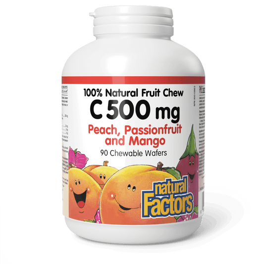 Natural Factors Vitamin C 500 mg - Peach, Passionfruit and Mango 90 Chewable Wafers - Wellness Supplement