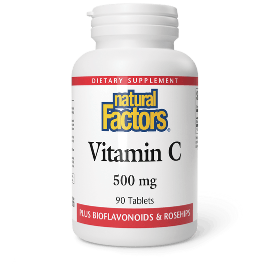 Natural Factors Vitamin C 500mg Plus Bioflavonoids & Rosehips 90 Tablets - Wellness Supplement