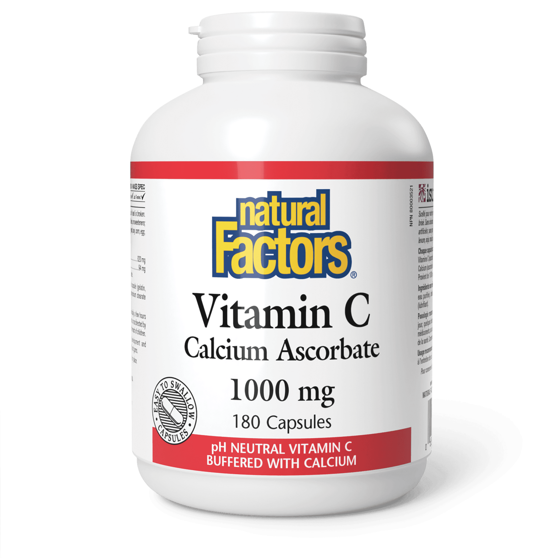 Natural Factors Vitamin C Calcium Ascorbate 1000 mg 180 Capsules 