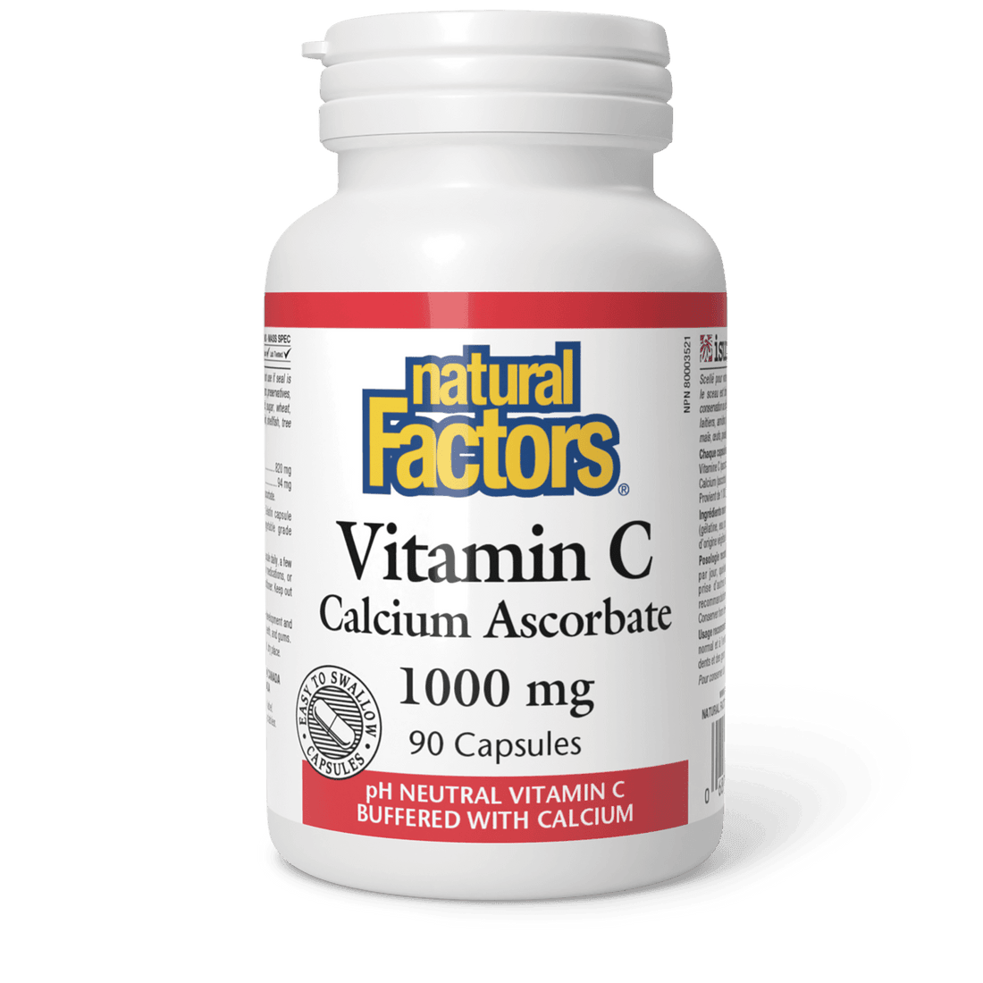 Natural Factors Vitamin C Calcium Ascorbate 1000 mg 90 Capsules - Wellness Supplement