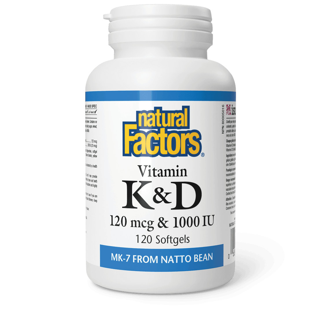 Natural Factors Vitamin K+D 120 mcg/1000 IU 120 Softgels 