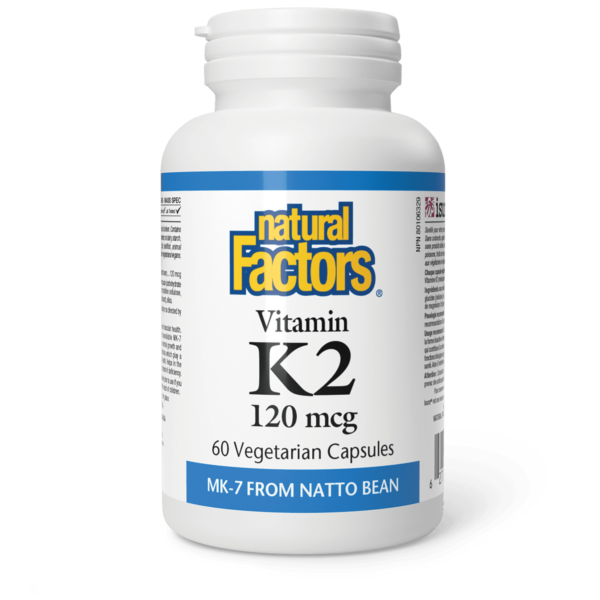Natural Factors Vitamin K2 120 mcg 60 Veg Capsules - Wellness Supplement