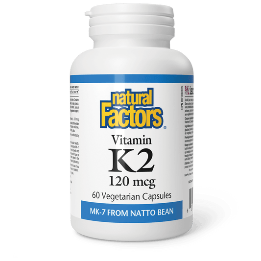 Natural Factors Vitamin K2 120 mcg 60 Veg Capsules - Wellness Supplement