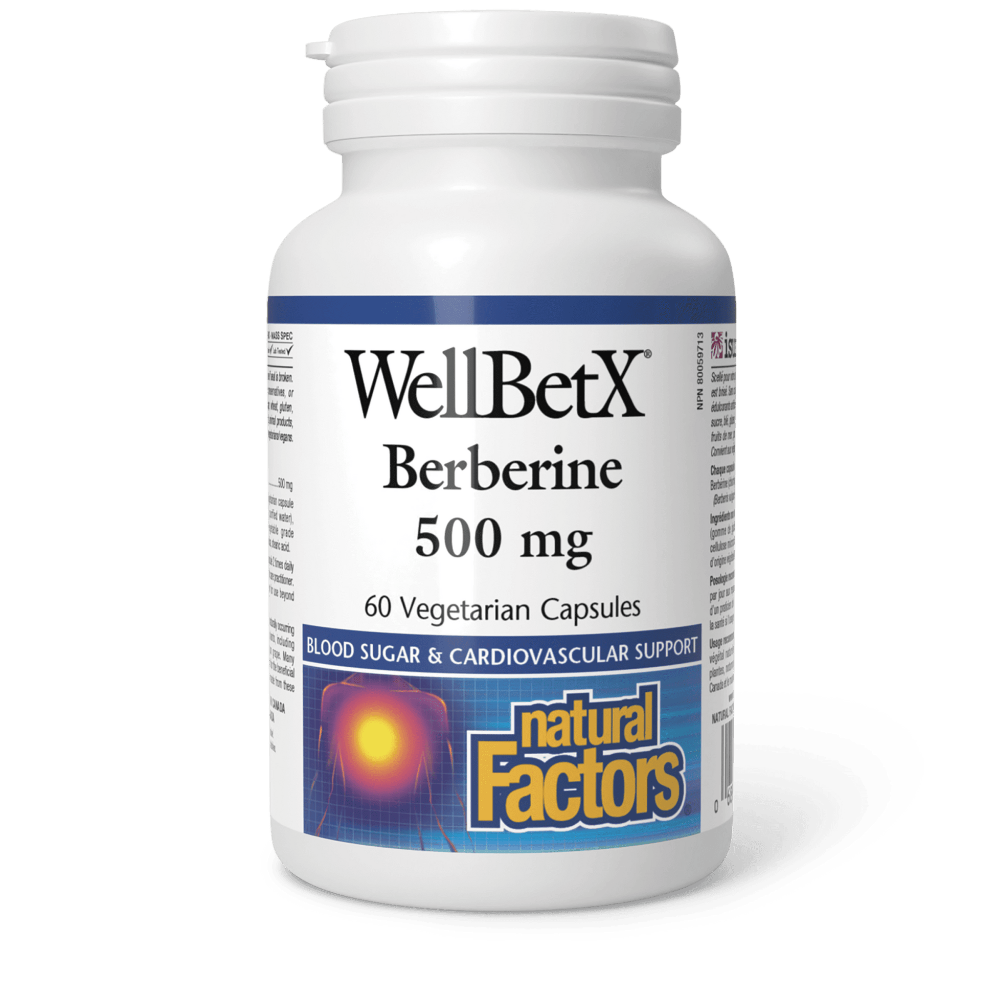 Natural Factors WellBetX Berberine 500 mg 60 Veg Capsules - Wellness Supplement