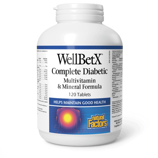 Natural Factors WellBetX Complete Diabetic Multivitamin & Mineral Formula 120 Tablets - Wellness Supplement