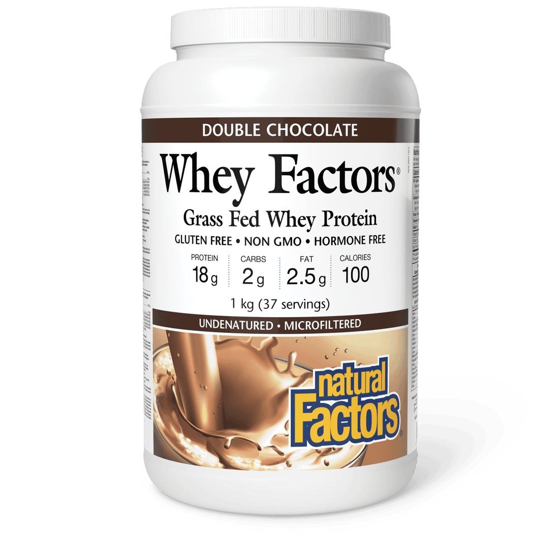 Natural Factors Whey Factors Grass Fed Whey Protein Double Chocolate 1kg