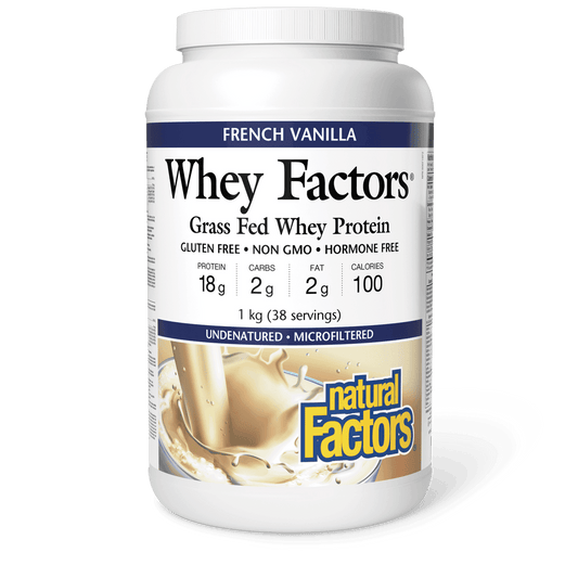 Natural Factors Whey Factors Grass Fed Whey Protein French Vanilla 1kg 