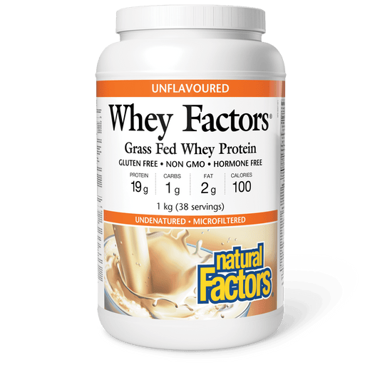 Natural Factors Whey Factors Grass Fed Whey Protein Unflavoured 1kg 