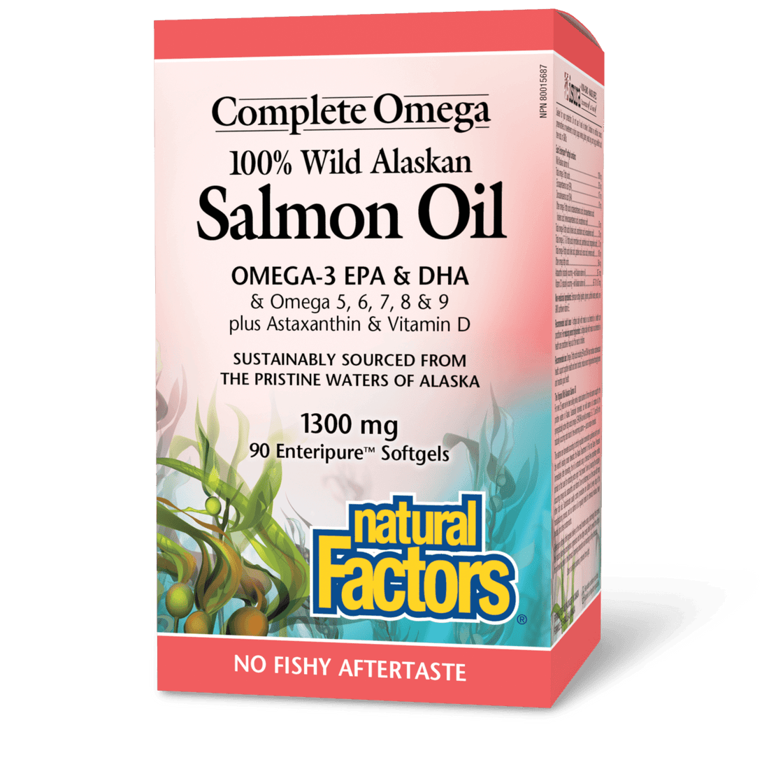 Natural Factors Wild Alaskan Salmon Oil 1300 mg Complete Omega 90 Softgels - Wellness Supplement