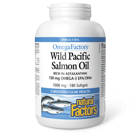 Natural Factors Wild Pacific Salmon Oil 1000 mg OmegaFactors 180 Softgels - Wellness Supplement