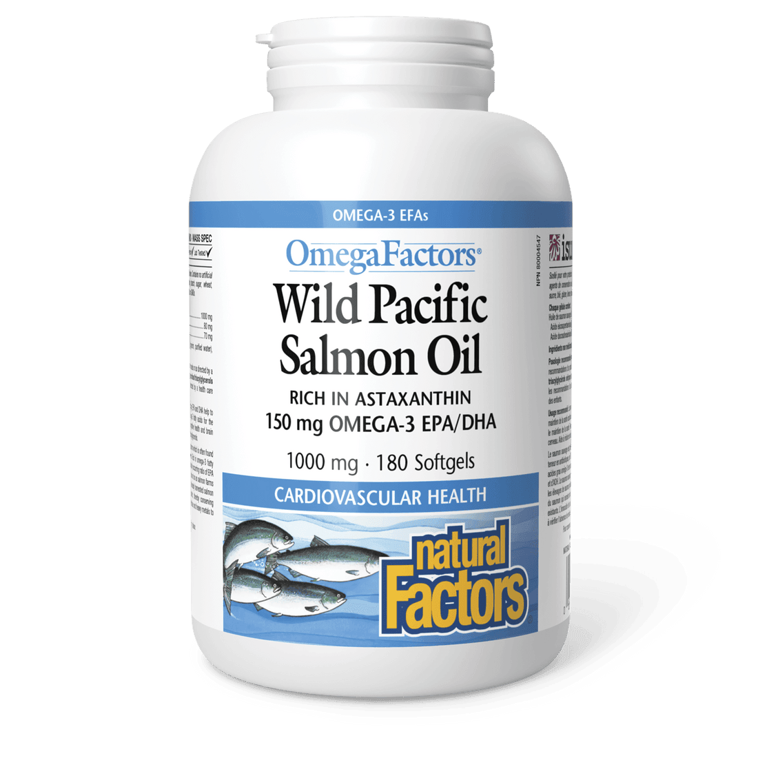 Natural Factors Wild Pacific Salmon Oil 1000 mg OmegaFactors 90 Softgels - Wellness Supplement