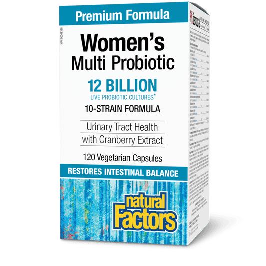 Natural Factors Women’s Multi Probiotic 12 Billion Live Probiotic Cultures 120 Veg Capsules - Wellness Supplement