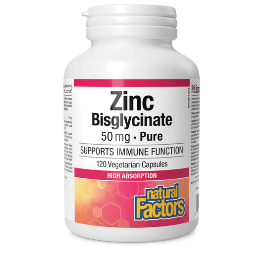 Natural Factors Zinc Bisglycinate 50 mg 120 Veg Capsules 