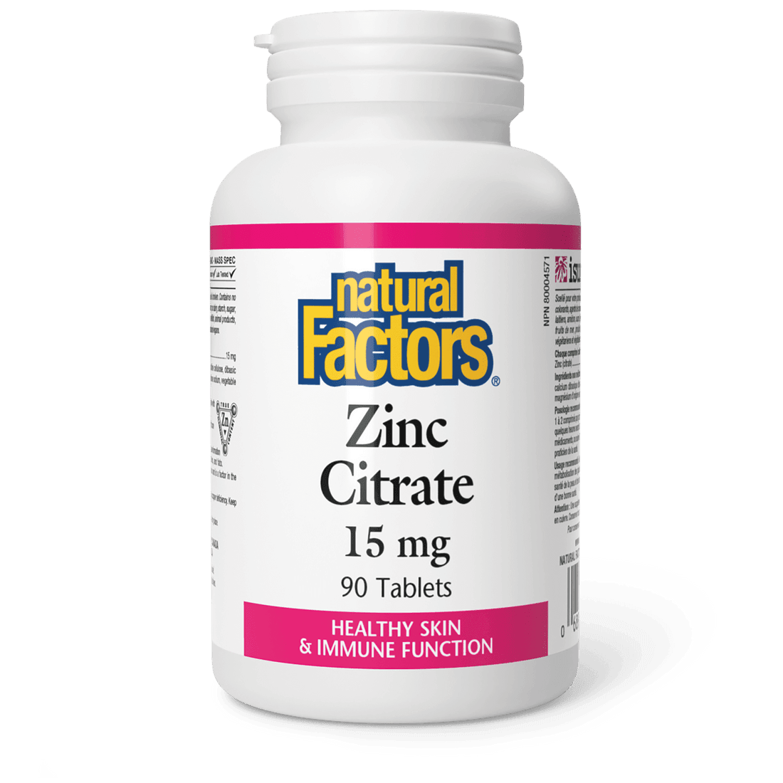 Natural Factors Zinc Citrate 15 mg 90 Tablets 