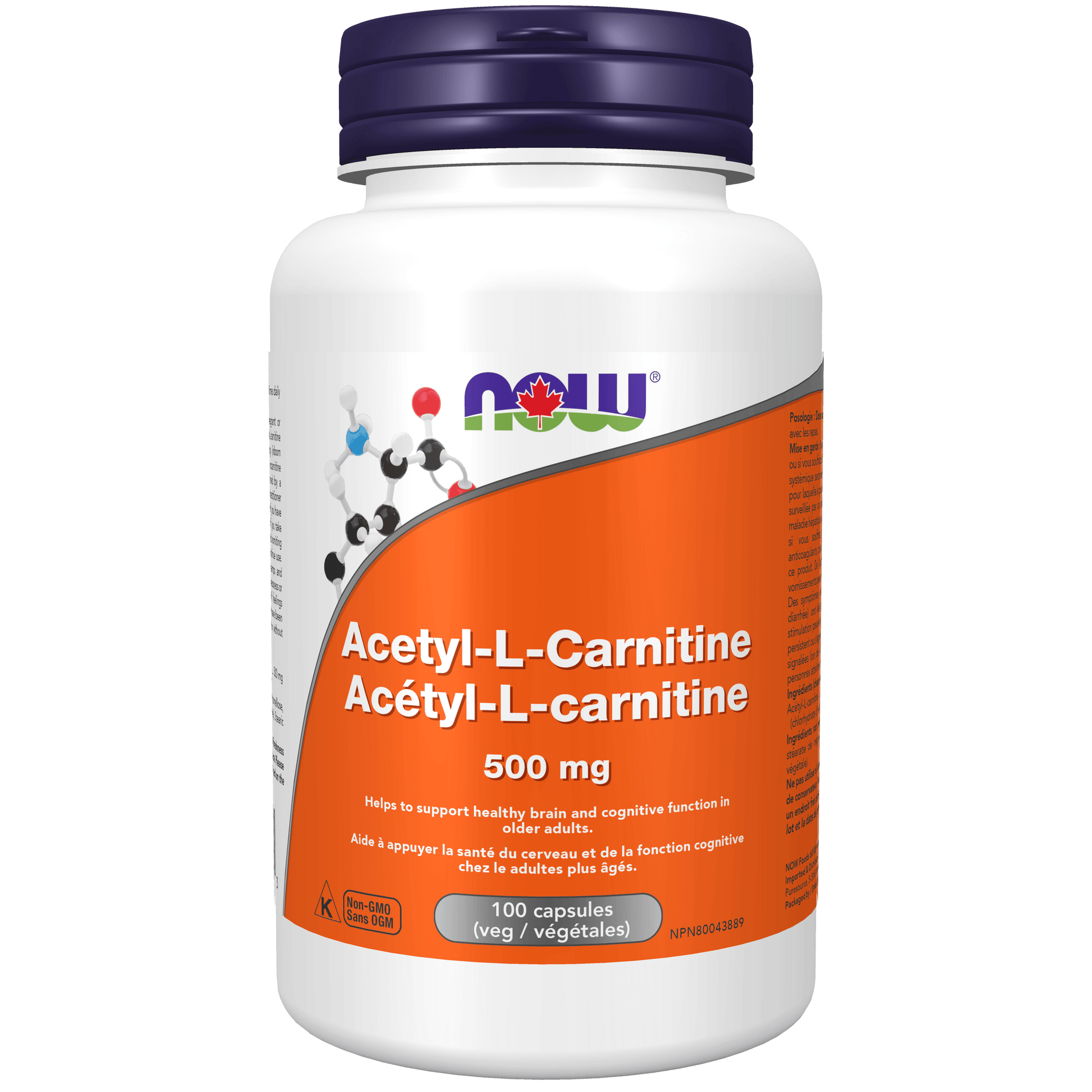 NOW Acetyl L-Carnitine 500mg 100 Veg Capsules - 