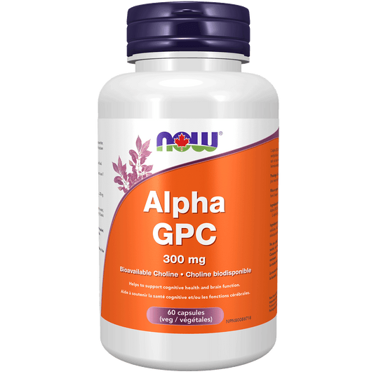 NOW Alpha GPC (Bioavailable Choline) 300mg 60 Veg Capsules - 