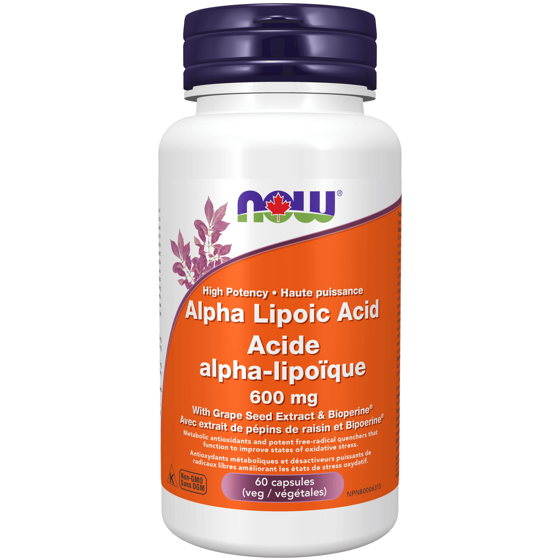 NOW Alpha Lipoic Acid 600mg 60 Veg Capsules - 