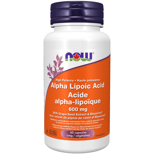 NOW Alpha Lipoic Acid 600mg 60 Veg Capsules - 