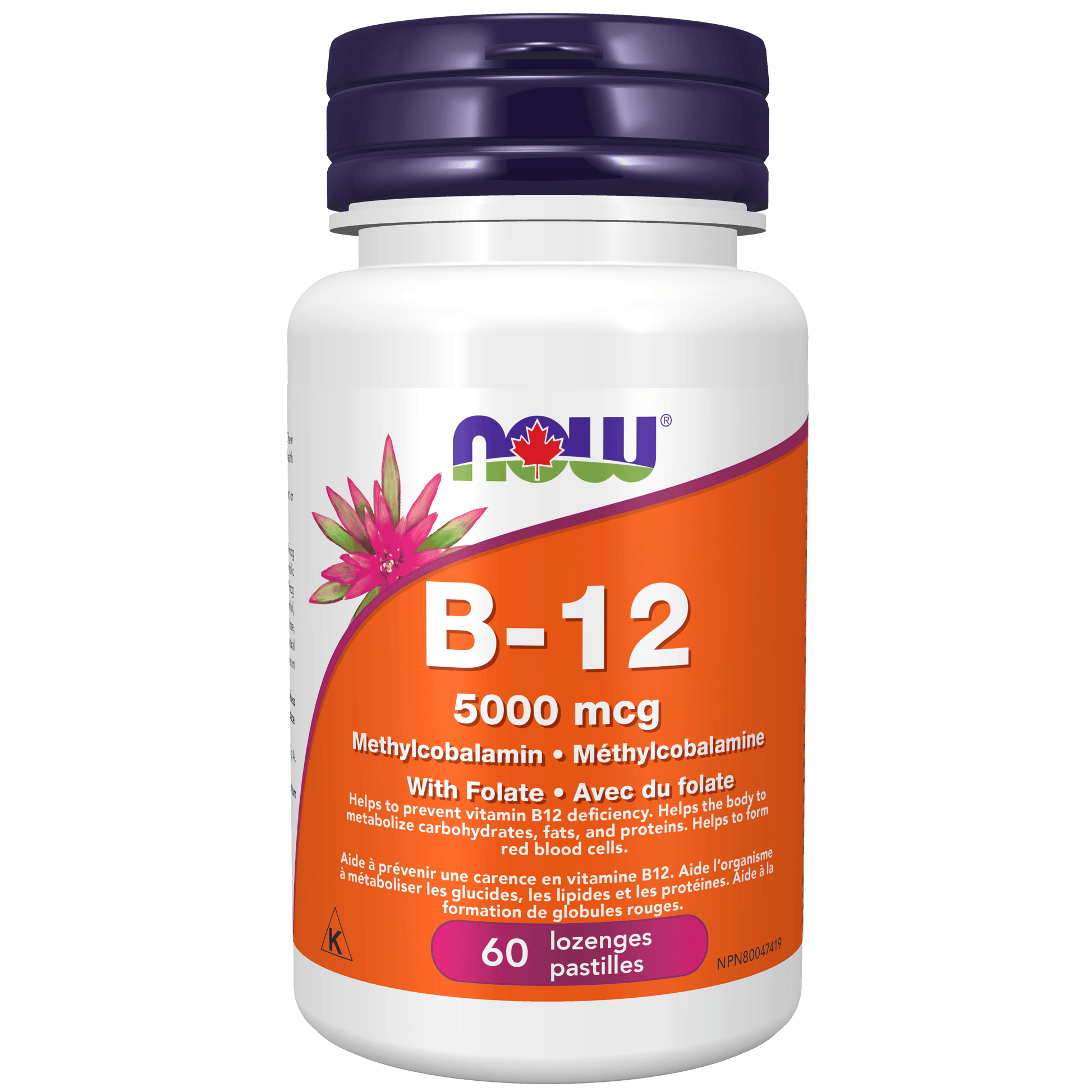 NOW B-12 Methylcobalamin 5000mcg 60 Lozenges - 