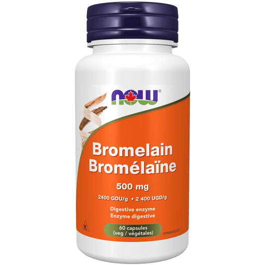 NOW Bromelain 500mg 2400 GDU/g 60 Veg Capsules - 