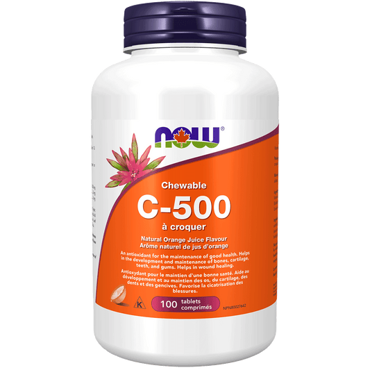 NOW C-500 Orange Chewable 100 Tablets - 