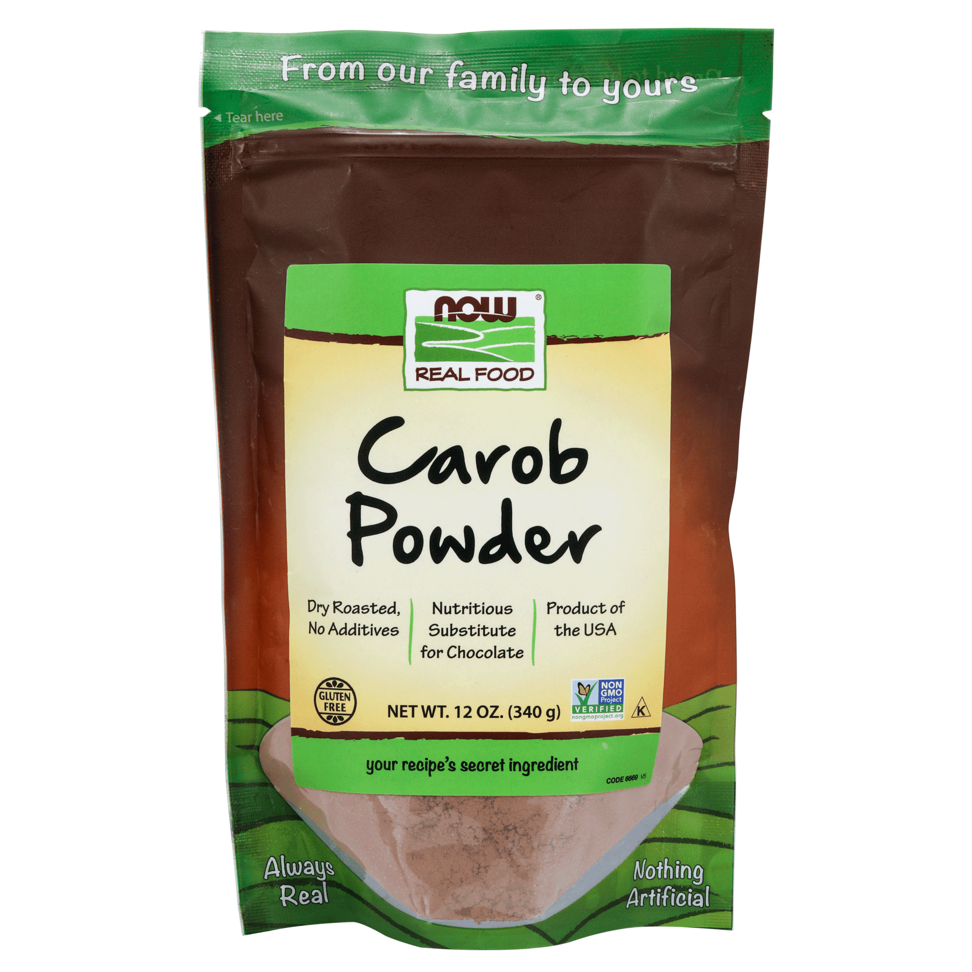 NOW Carob Powder, Roasted, Pure 340g - 