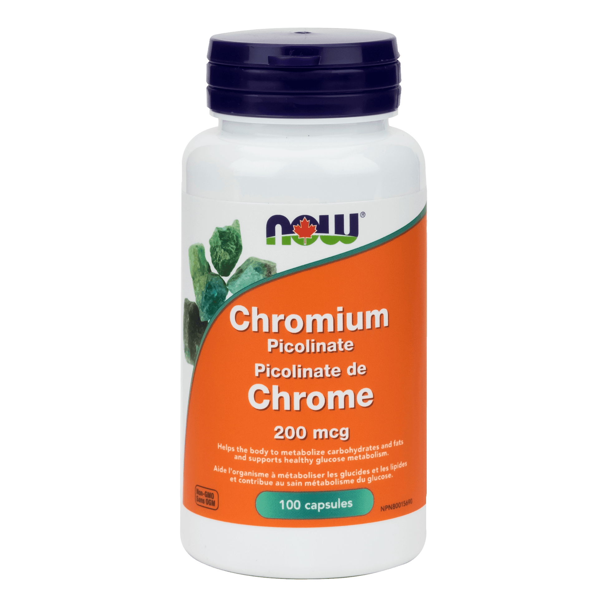 NOW Chromium Picolinate 200mcg 100 Veg Capsules - 
